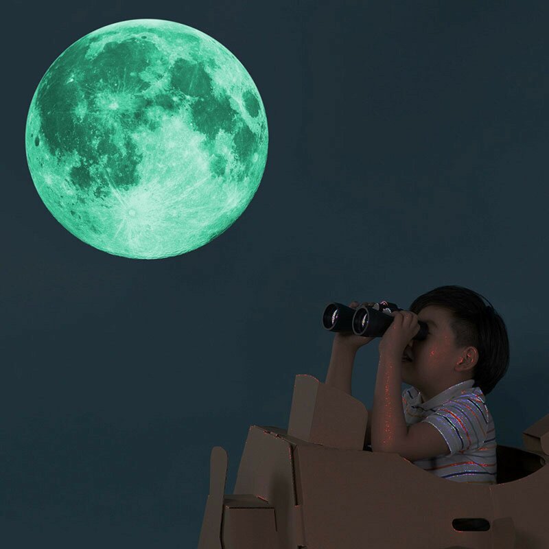 Stiker Dinding Bercahaya Dalam Gelap DIY 3D Bulan Bumi untuk Kamar Anak-anak 8/12/20/30Cm