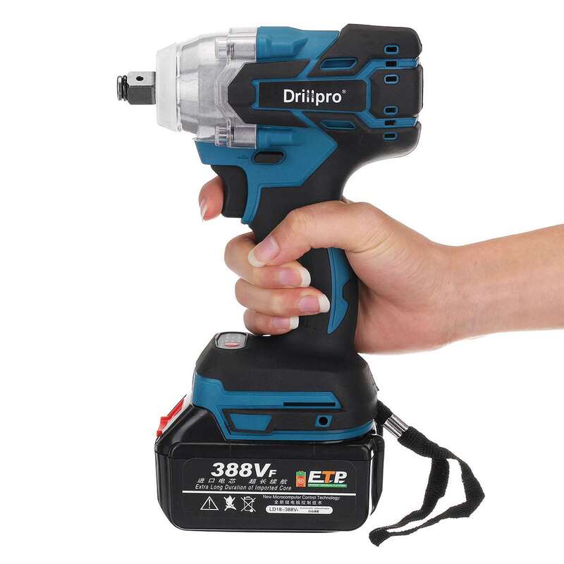 388vf 520N.M Brushless Cordless Electric Impact Wrench Power Tools with 15000Amh Li Battery +LED light Adapt to Makita battery