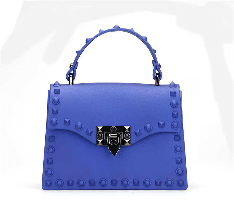 マットファンシーダイヤモンドゼリーバッグ、女性のためのリベットショルダーバッグ財布、高級デザイナーバッグハンドバッグゼリー財布
