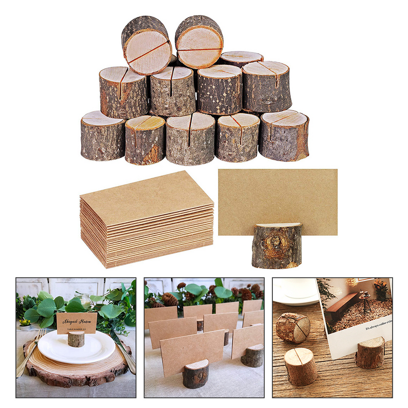 1 Set Holz Stumpf Hinweis Halter Hochzeit Dekoration Tisch Karten Anzahl Karten