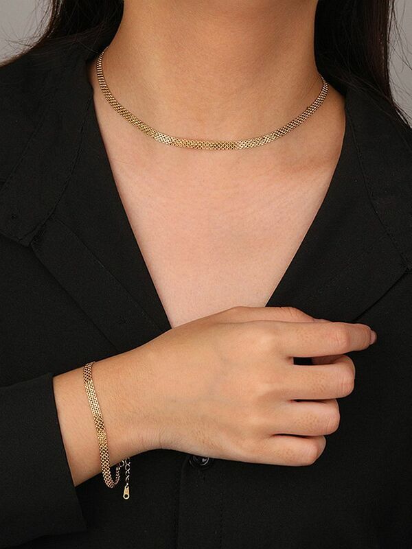 S'STEEL-cadena tejida de Plata de Ley 925 para mujer, collares de oro de diseño, accesorios minimalistas llamativos, joyería fina occidental