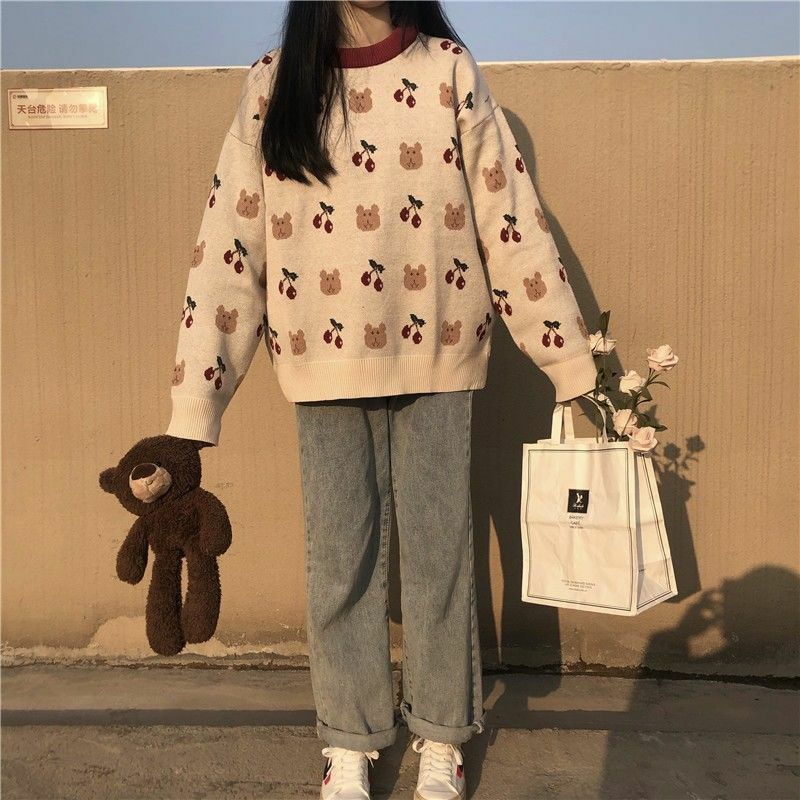 Mingliuli-女性用長袖ニットセーター,ヴィンテージセーター,カワイイ,秋冬ファッション,カジュアルウェア,2021