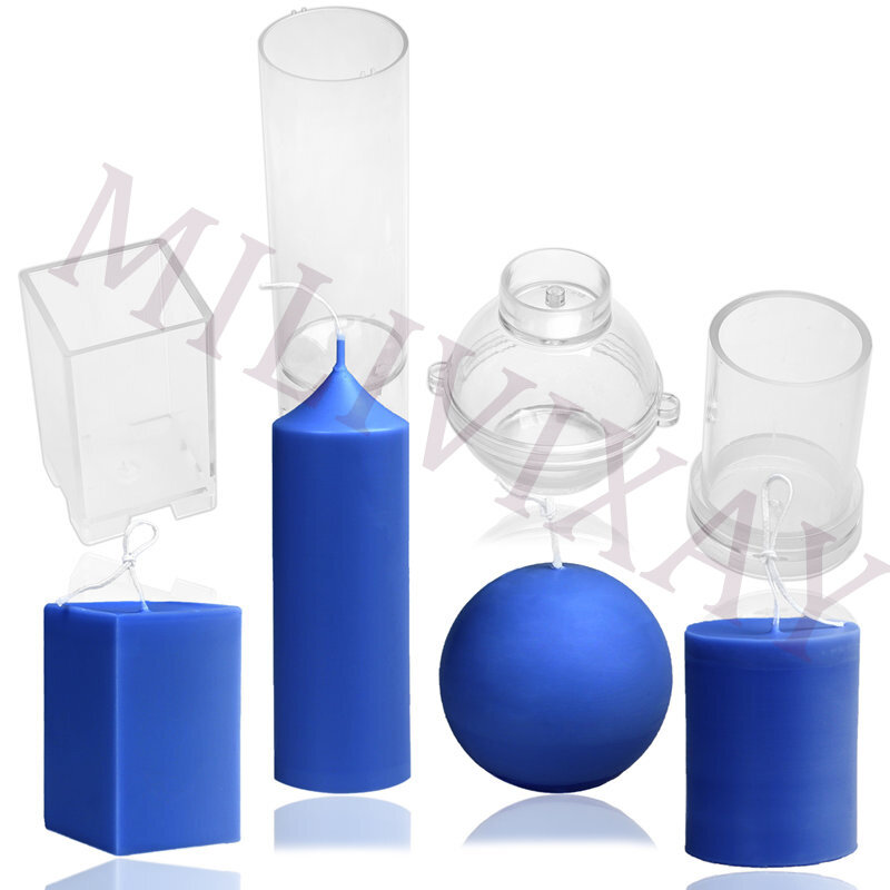 MILIVIXAY-moldes de plástico para velas, para fabricación de velas, Pilar/Cilindro/rectangular/esférico, fabricación de velas, 1 juego/4 piezas