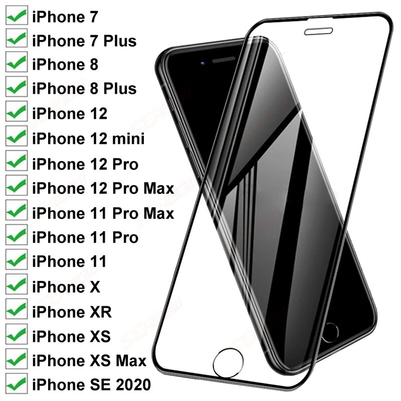 2000D szkło ochronne przeciwwybuchowe do iPhone 7 8 Plus SE 2020 folia ochronna do iphone 12 mini 11 Pro XS Max X XR folia ochronna