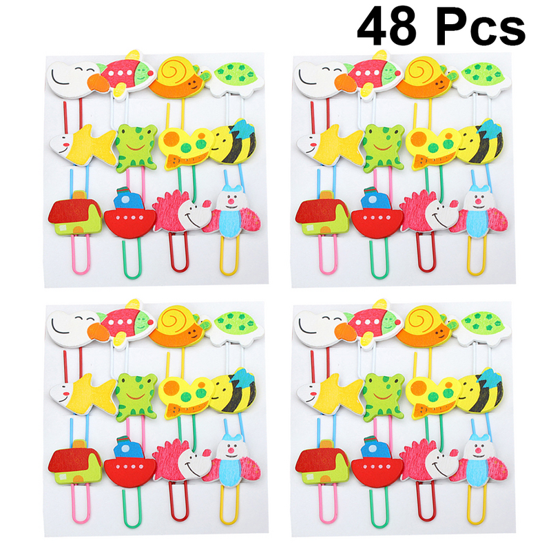 4 paquetes de clips con forma de Animal de dibujos animados, abrazaderas de archivo creativas coloridas, soporte de papel Adorable