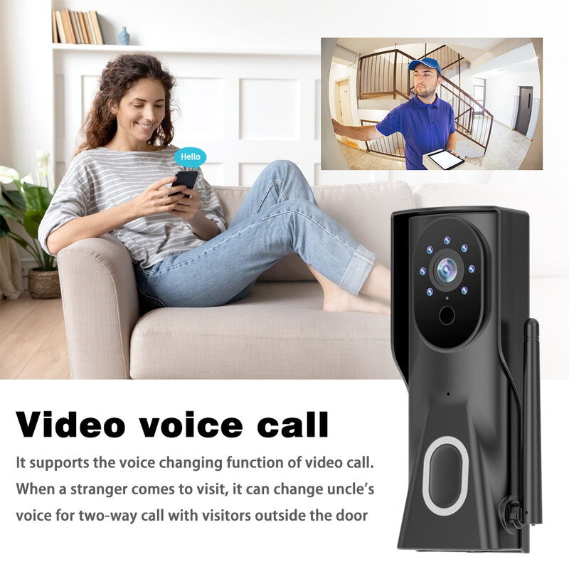 Elecpow – sonnette de porte intelligente, caméra WiFi, visiophone avec carillon, interphone vidéo HD IR, Vision nocturne, alarme de sécurité à distance