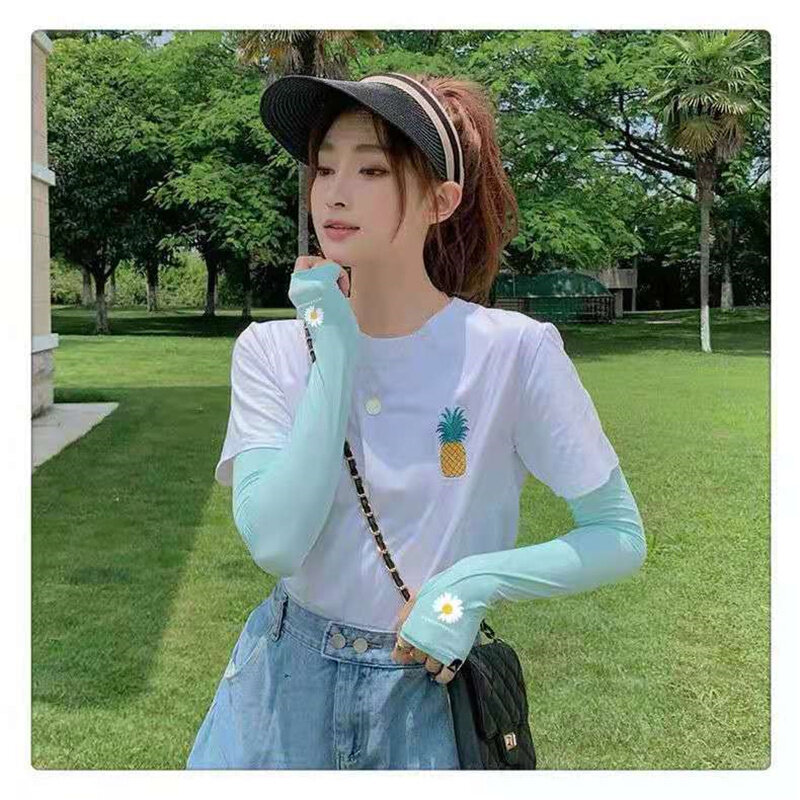 2021 New Summer Ice Sunscreen Cool Sleeves Men UV Outdoor Sports Sleeve Cute Korean Style Versatile Arm Warmers Cycling sleeves