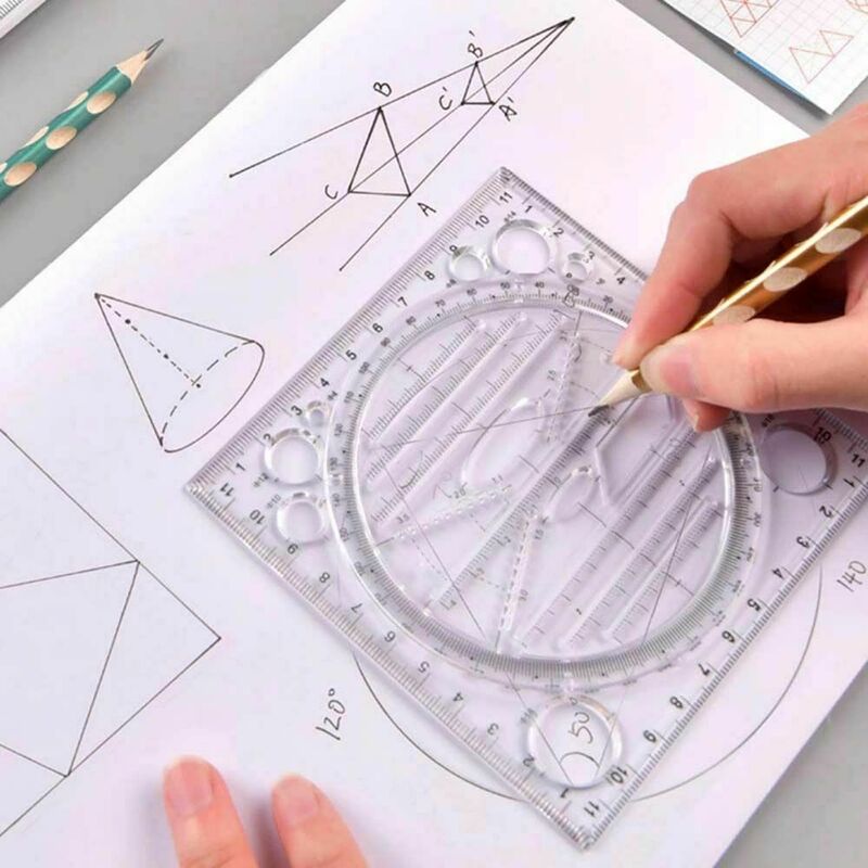 Règle de dessin rapide multifonctionnelle, fabricant d'angle et de cercles, modèle géométrique, règle de mesure