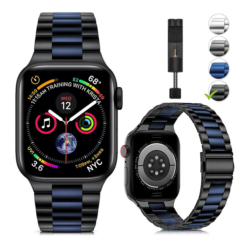 Металлический ремешок для часов Apple Watch 6 44 мм 42 мм 40 мм 38 мм, сменный ремешок из нержавеющей стали для iWatch SE Series 6/5/4/3/2/1