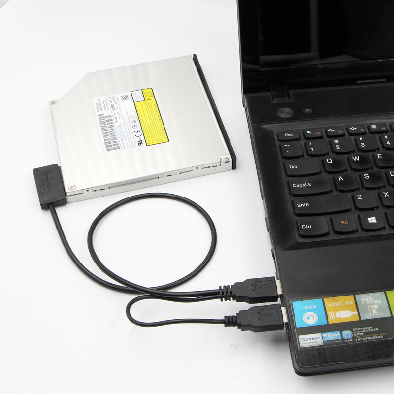 USB2.0 SATA 6 + 7 13Pin 슬림 라인 슬림 케이블 (외부 USB2.0 전원 공급 장치 포함) 노트북 CD-ROM DVD-ROM ODD 어댑터