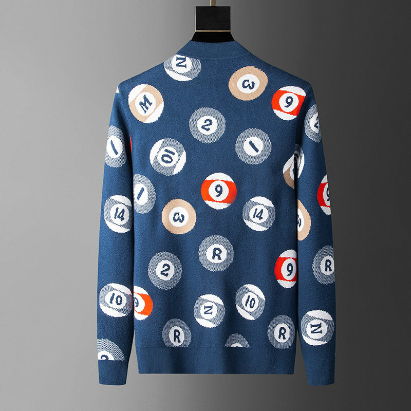 Cárdigan de diseño para hombre, suéter delgado con patrón de billar, jacquard, chaqueta de otoño e invierno, nuevo