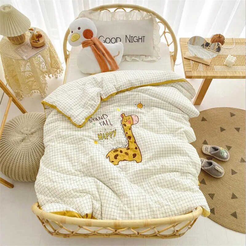 Couverture de couchage en coton pour enfants, avec broderie, après-shampoing, pour la sieste, chaude pour bébé, quatre saisons