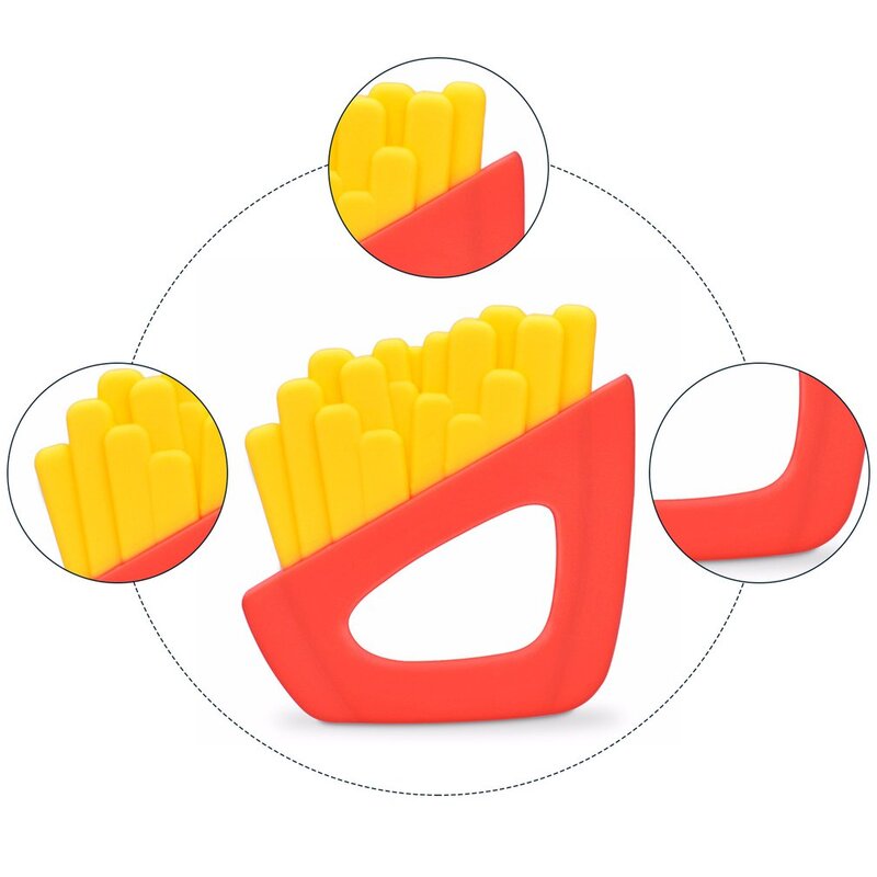 1 stücke Kartoffel Chips Silikon Zahnen Französisch frites anhänger BPA FREI Baby Schmuck Pflege Spielzeug Baby Kautable Spielzeug
