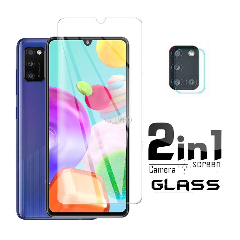 2 in 1 For Samsung Galaxy A41 Glass Phone Screen Film Protector Tempered Glass For Samsung A41 Glass For Samsung Galaxy A41