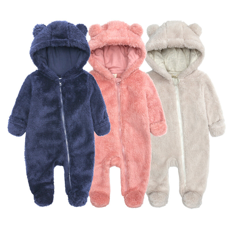 Baju Monyet Bayi Baru Lahir 2021 Kostum Musim Dingin Baju Bayi Laki-laki Bulu Domba Hangat Baju Anak Perempuan Bayi Mode Kaki Keseluruhan Baju Monyet Jumpsuit