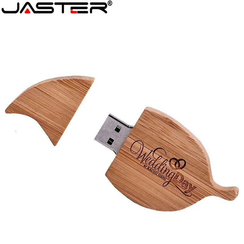 JASTER-pendrive con forma de hoja de madera, memoria USB, caja USB 2,0, 4 gb / 8 gb / 16 gb / 32 gb / 64 gb