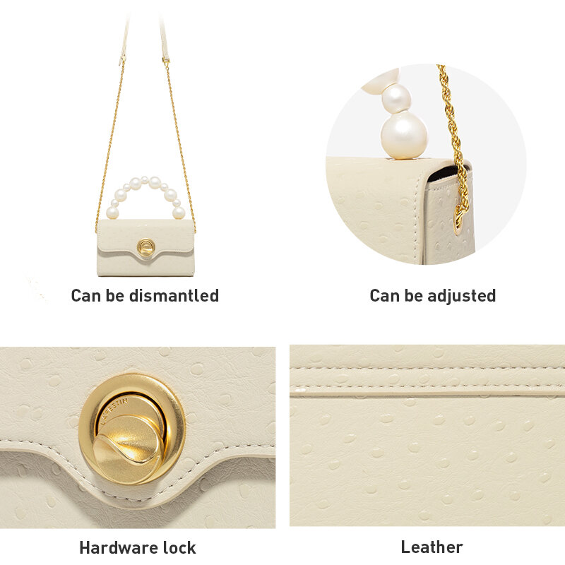 LA FESTIN Luxury Serpentine Handbag 2021 New Trend Niche Design One-shoulder Crossbody Bag All-match Pearl Top Handle Square Bag