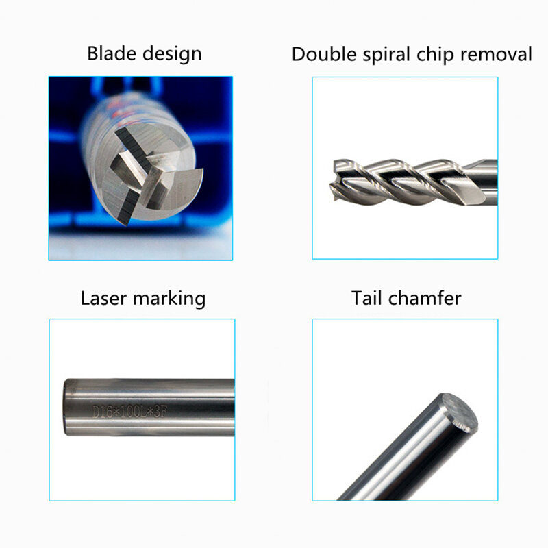 HRC60 3-Blade CNC Alloy Ultrafine Tungsten Steel End Milling Cutter 1-12mm Tungsten Steel Coating CNC Machining Center