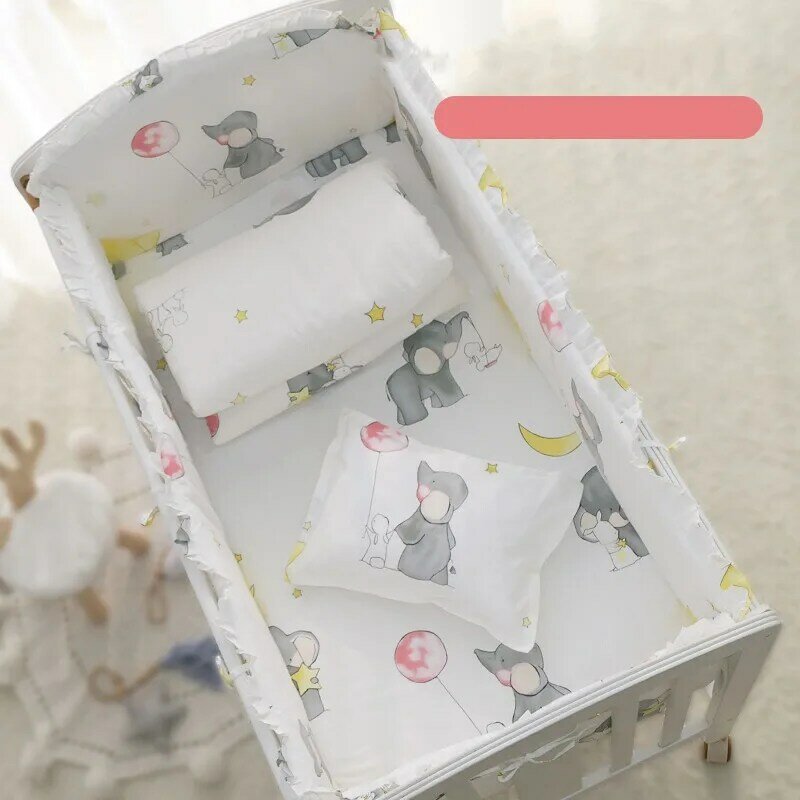 AY Tesco – parure de lit en coton pour bébé, parure de lit motif éléphant, décor de chambre à coucher pour fille et garçon, tour de lit, 120x60/120x70cm