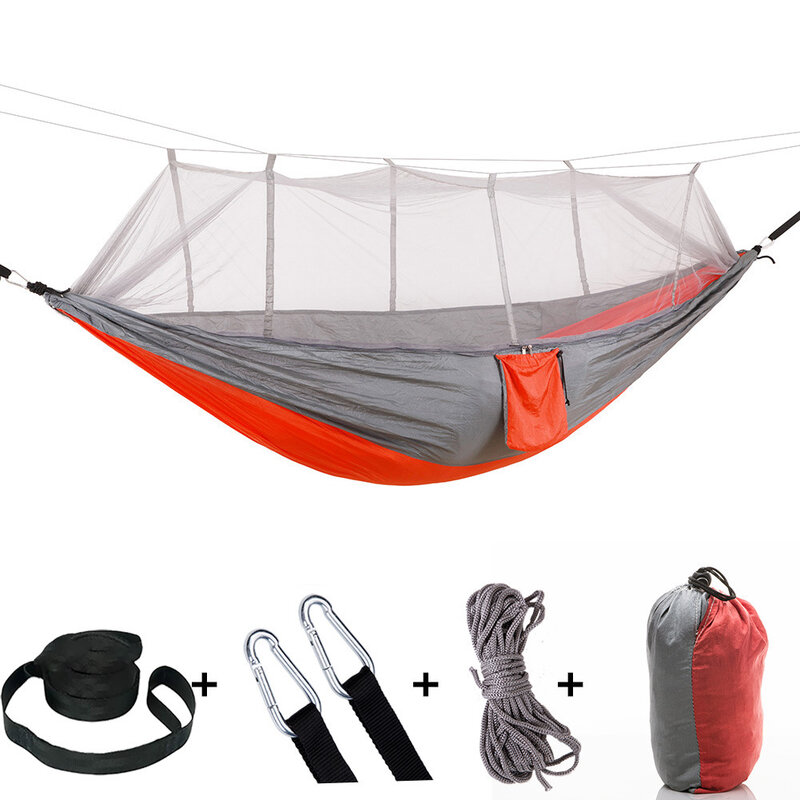 Hamaca portátil con mosquitera para acampar, 260x140cm, para exteriores, senderismo, playa, turística, plegable