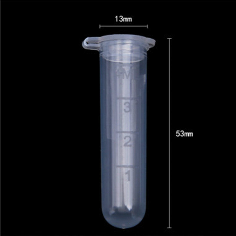 Tubo de prueba de centrífuga de 5ml, contenedor de tubo centrífugo de plástico transparente, tubo EP de fondo redondo con escala de 300 Uds.