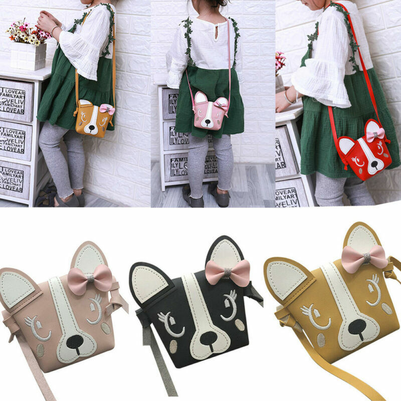 Pudcoco-小さな女の子のための合成皮革のショルダーバッグ,女の子のためのミニショルダーバッグ,かわいい犬の蝶ネクタイ付きのカジュアルなハンドバッグ