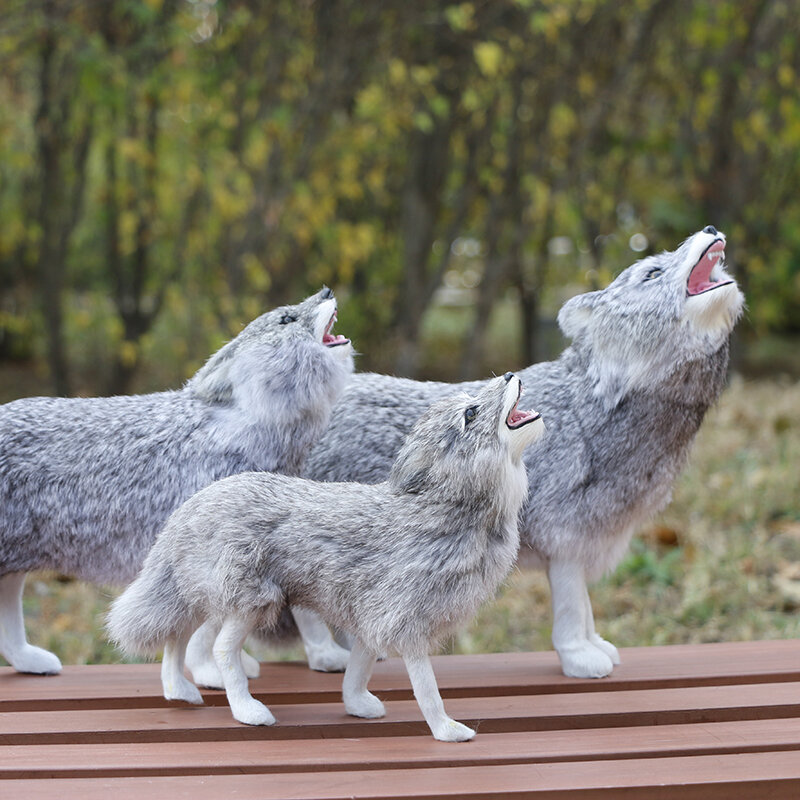 Simulação de modelo animal lobo, modelo estático para decoração de casa pele decoração adereços para fotografia artesanato boneca lobo