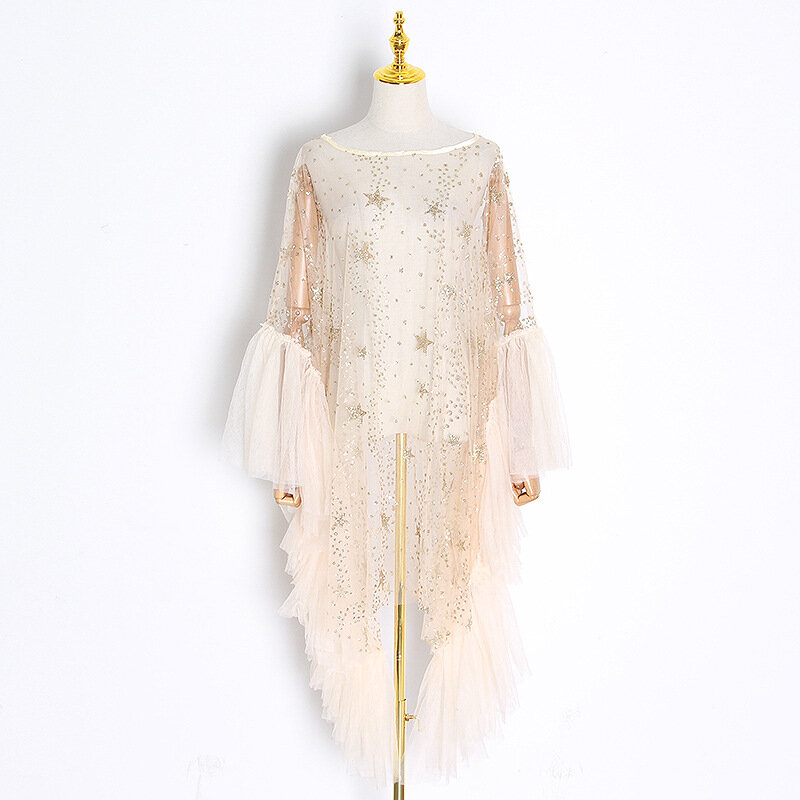 Robe de mariée en maille à paillettes, châle élégant à volants pour dames, robe de demoiselle d'honneur en dentelle, nouvelle collection