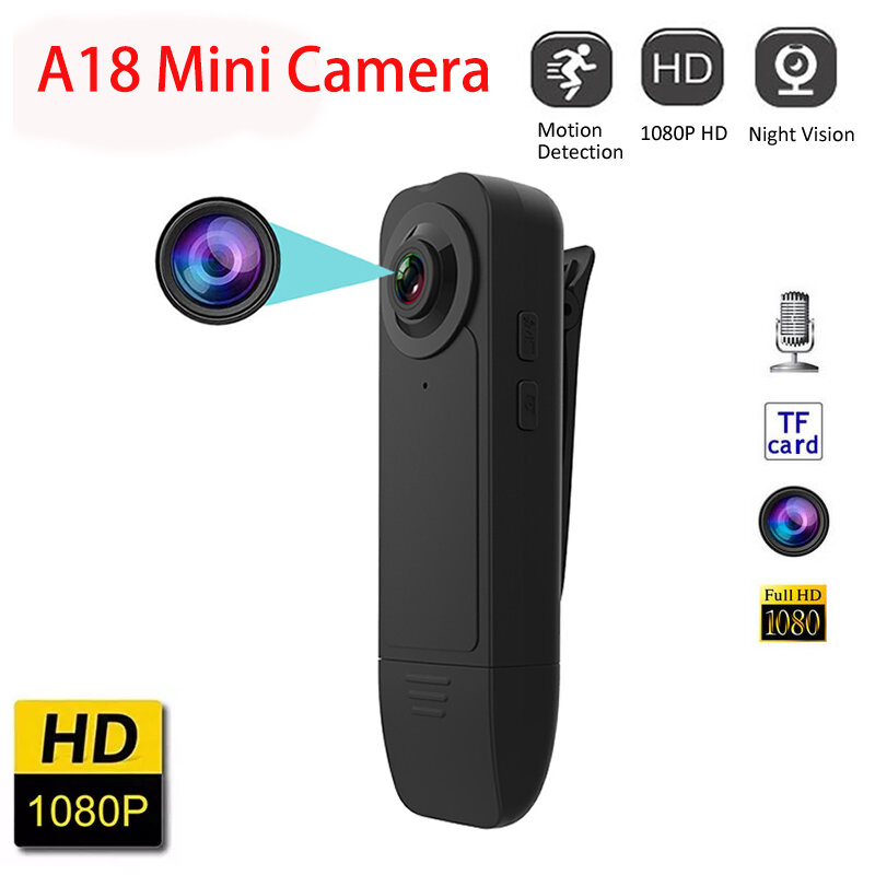 A18 Kamera Mini HD 1080P Pena Kamera Cop Tubuh Saku Perekam Video Mikro Deteksi Gerakan Penglihatan Malam Camcorder Keamanan Kecil