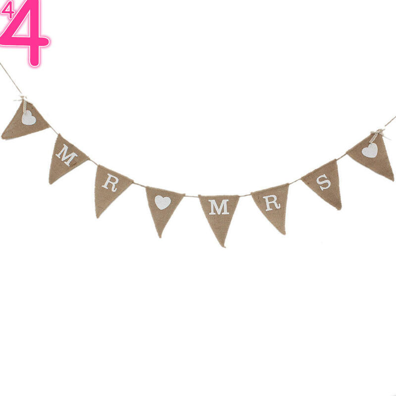Hessian Bunting Banner Rustic Party Decoration 4
