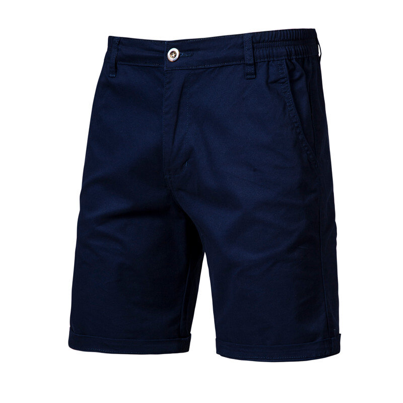 Verão shorts casuais homens qualidade de negócios algodão sólido fino ajuste dos homens shorts 10 cores respirável praia bermuda masculina