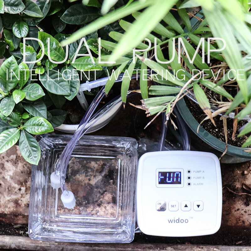 Huis Tuin Potplanten Sproeisysteem Apparaat Dubbele Pomp Intelligente Timer Controller Abs Automatische Druppelsysteem