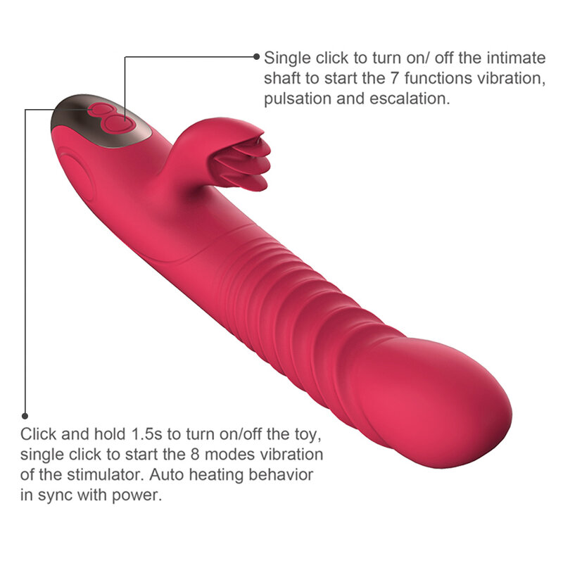 Giocattoli sessuali femminili riscaldamento sesso g-spot Dildo 8 frequenza modalità vibrazione coniglio femminile vibratore vibrazione telescopica palla integrata