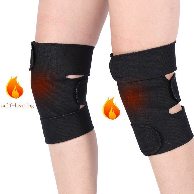 Quente 2 pces auto-aquecimento joelho suporte à prova de frio ajustável turmalina terapia magnética almofada artrite cinta cinto de proteção