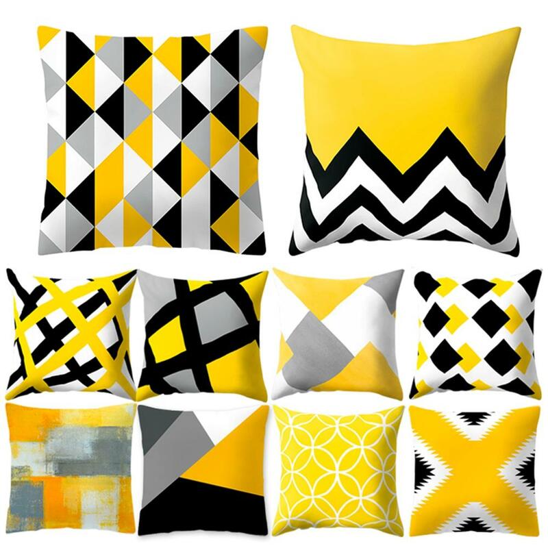幾何学的なソファのクッションカバー,北欧スタイル,黄色,家の装飾,45x45