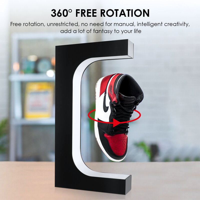 360 Quay Từ Levitation Nổi Giày Đỡ Giày Sneaker Đế Nhà LED Đèn Màu Sắc Nổi Giày Sneaker Đế Giày