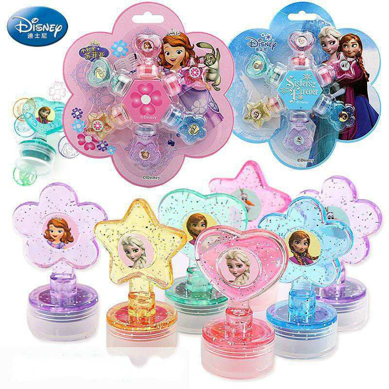 Disney-juego de sellos para niños, bonitos dibujos animados para guardería, recompensa para estudiantes, pequeños sellos de hielo y nieve, princesa