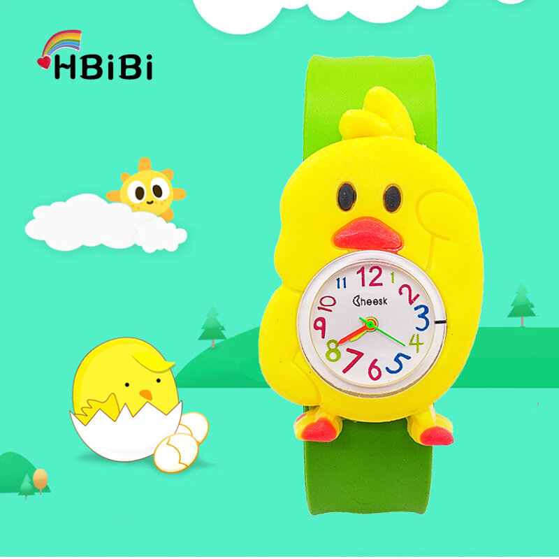 Nowa kreskówka czerwona kaczka zegarki dla dzieci ładny żółty kurczak zabawki dla dzieci zegarek dla dzieci dziewczyny chłopcy prezent dziecko zegar kwarcowy na rękę