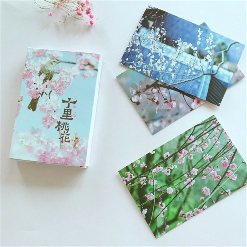 30 Pcs/pack Cute Pink Flower Postcard 14.3*9.3cm Message Greeting Card Gift School Office Supplies