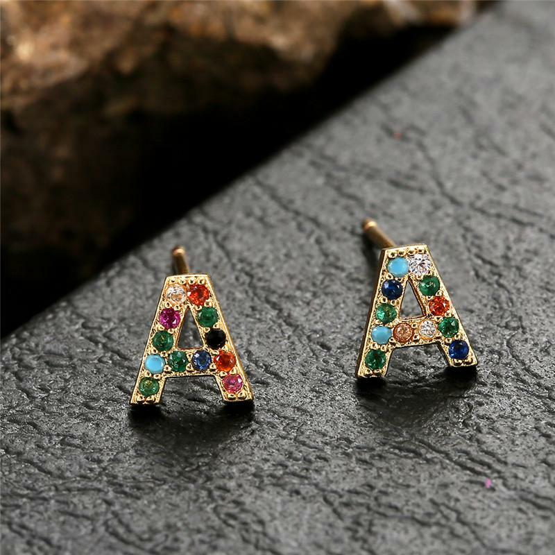 Sansango 1 par de cristal colorido 26 carta brincos para mulheres cartilagem cobre brincos orelha piercing jóias