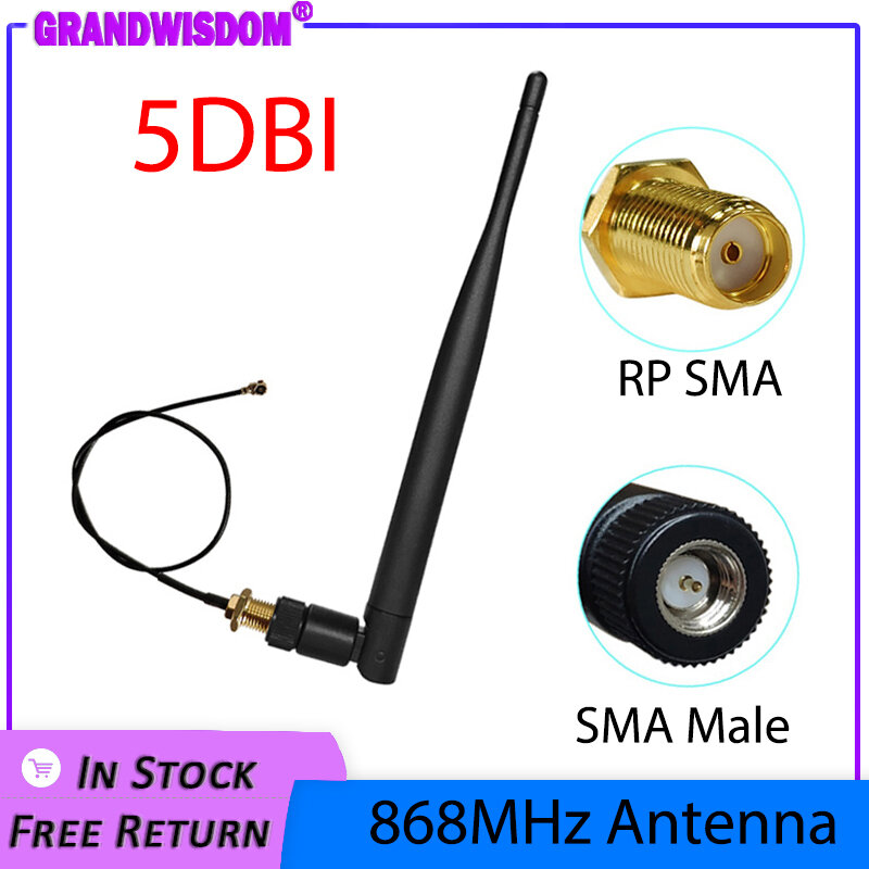 Antena 868MHz Lora Lorawan Pbx 915MHz 5dbi SMA Konektor Pria GSM 868 IOT Antena Antena Tahan Air RP-SMA/U. FL Kabel Kuncir