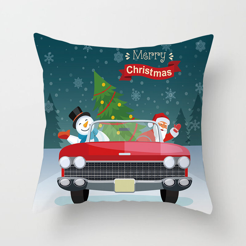 Decoração de natal jogar fronha pug caminhão vermelho papai noel coxim capas para casa sofá cadeira fronhas decorativas