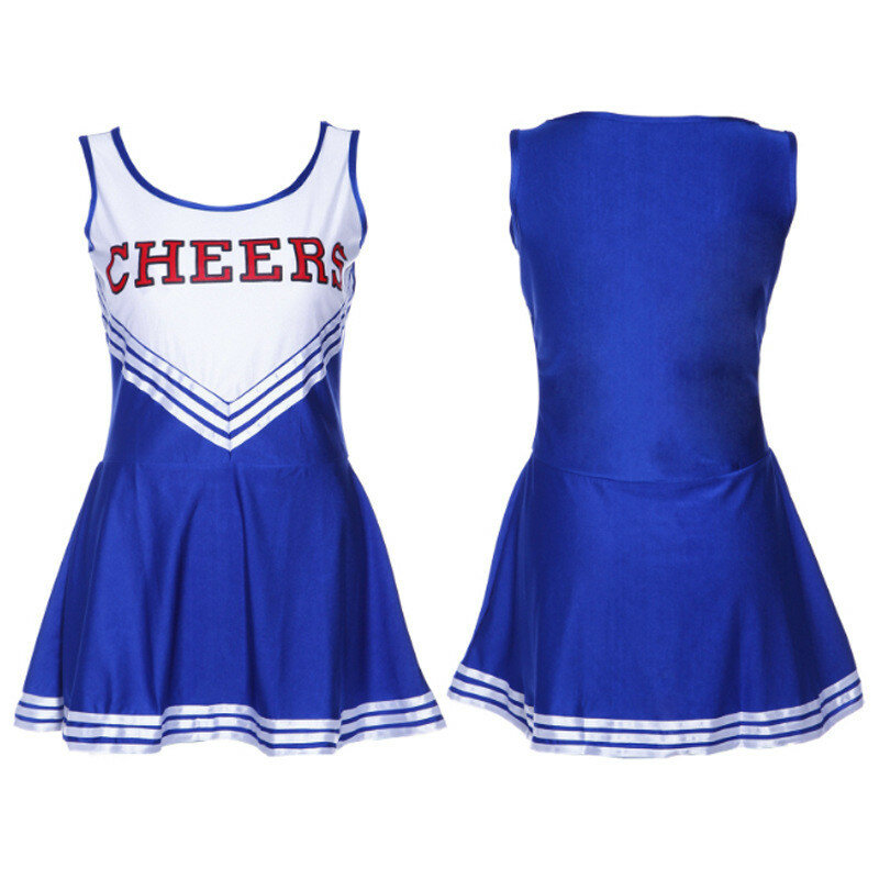 Costume cheerleader skirt With Pom Poms School Girls Musical Party Halloween Cheer Leader Costume pleated Dress Sports Uniform