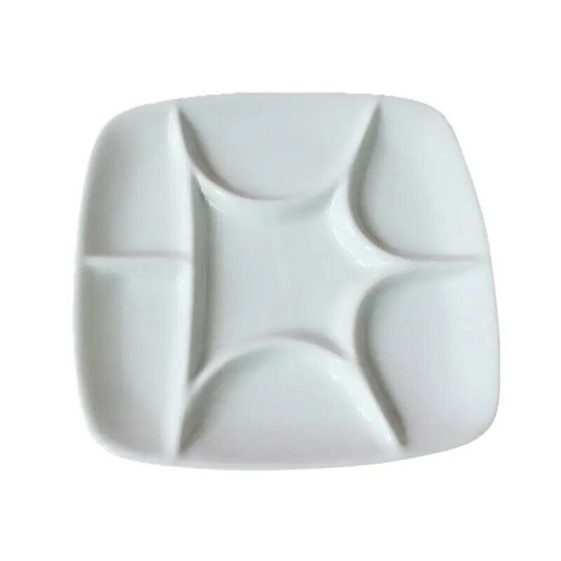 Paleta de pintura artística de cerámica blanca cuadrada de 7 pozos para acuarela, Gouache Acrílico