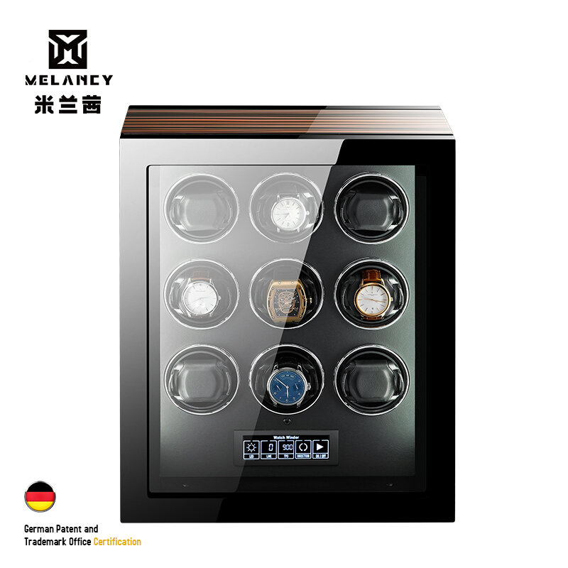 Luxus 2 4 6 9 12 24 Uhr Box Wickler Automatische Mechanische Uhren Holz Lagerung Mabuchi Motor LCD Touch Screen glas Halter