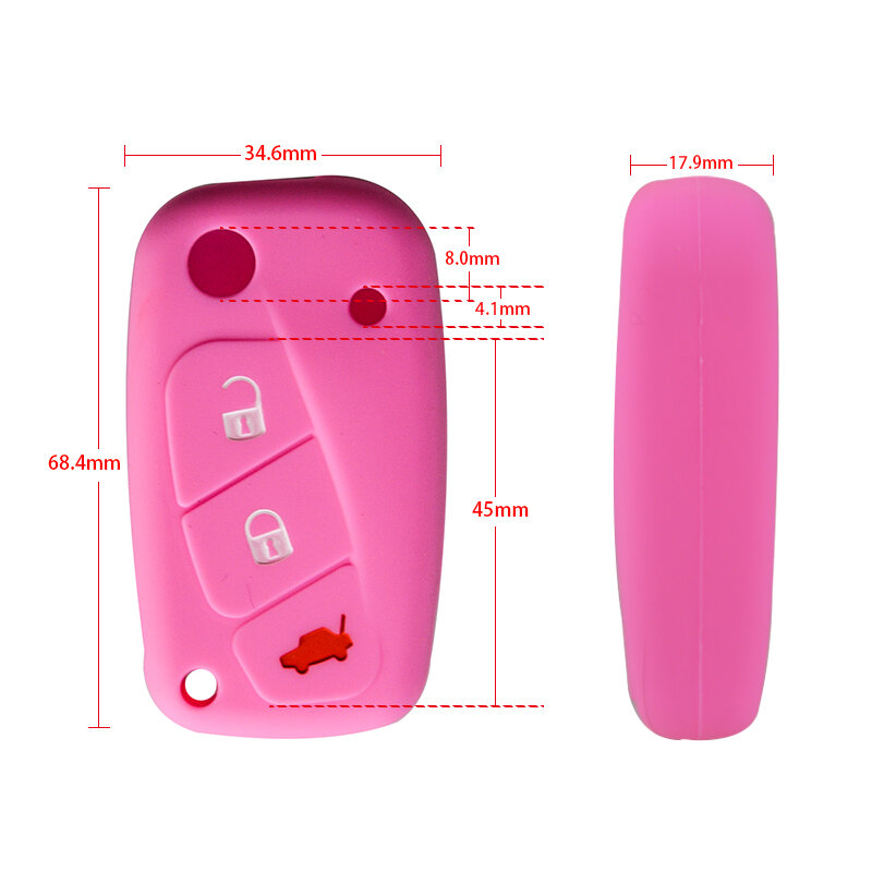 OkeyTech 3 Buttons Silicone Rubber Car Remote Flip Control Key Case Cover For Fiat Punto 2013 Panda Idea 2008 Stilo 2007 Ducato