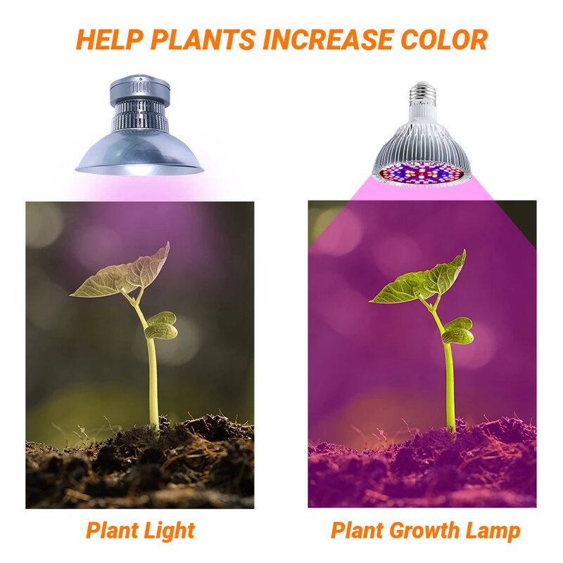 Lampe horticole de croissance LED E27, 2 pièces, 50/80/100/150W, spectre complet, éclairage pour serre/jardin/chambre de culture intérieure de plantes, végétation/floraison