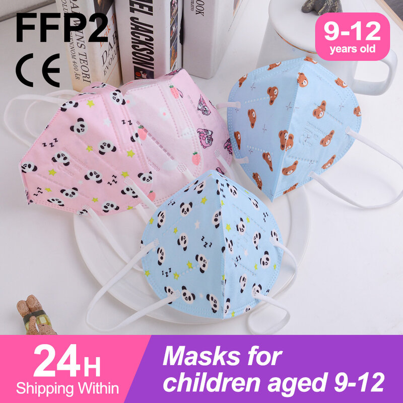 قناع الوجه FFP2 القابل لإعادة الاستخدام للأطفال ، قناع الوجه الواقي من 5 طبقات fpp2 ، FFP2 ، CE ، 10-100 قطعة
