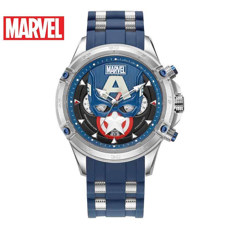 Модные Повседневные многофункциональные мужские часы Disney часы Marvel мужские часы Капитан Америка водонепроницаемые кварцевые часы