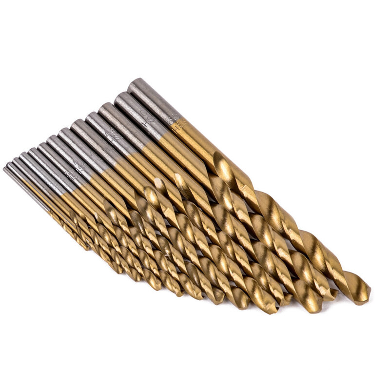13PCS HSS Titanium Plating Drill Bit Tools Round Handle Twist Drill 1.5MM-6.5MM For Lron Plate/Aluminum/ Copper/ Plastic/Wood